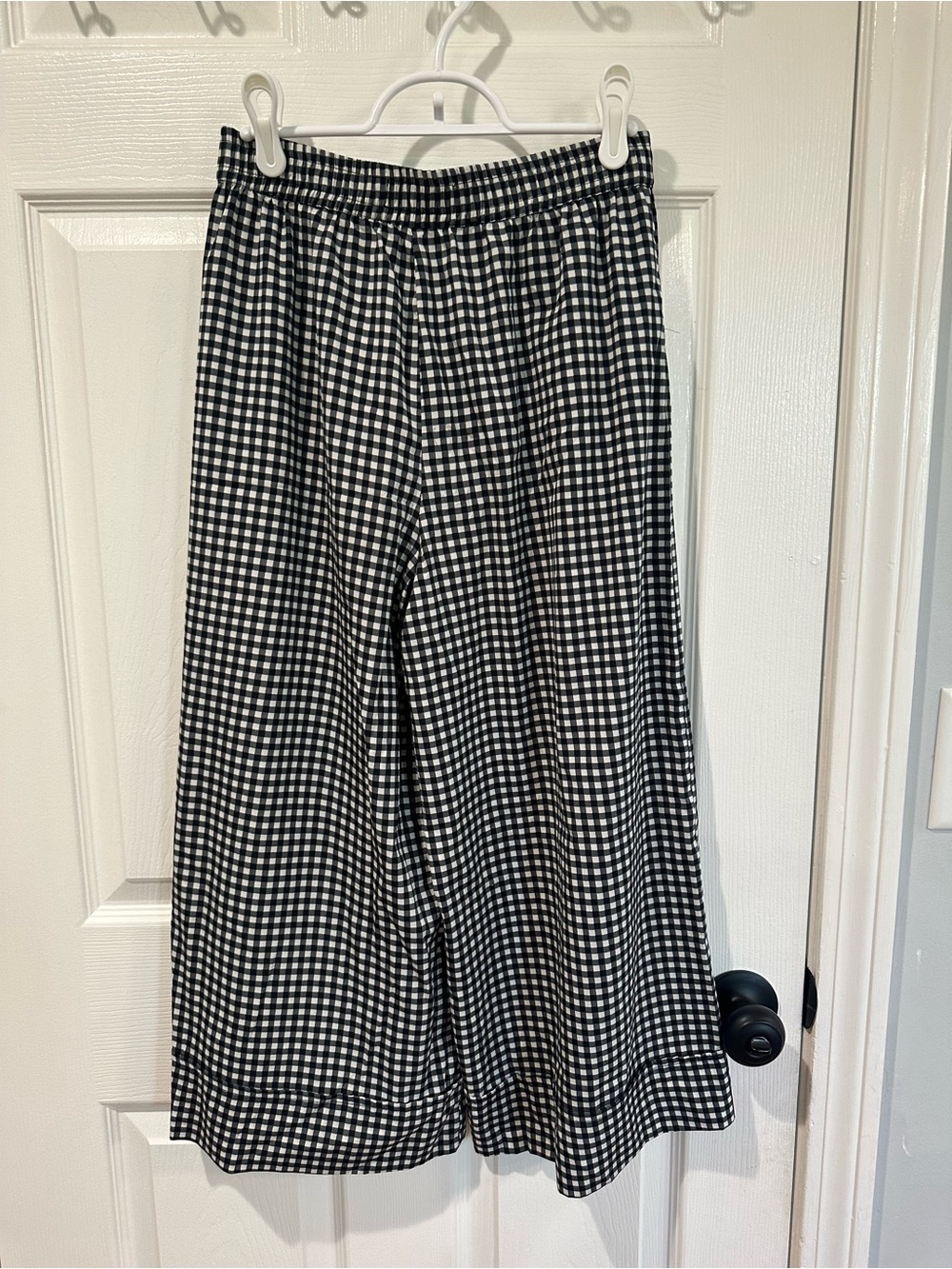 Zara Black & White Gingham Wide Leg Tie-Waist Pants Small - Picture 4 of 5